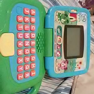 Blue and green kids leapfrog